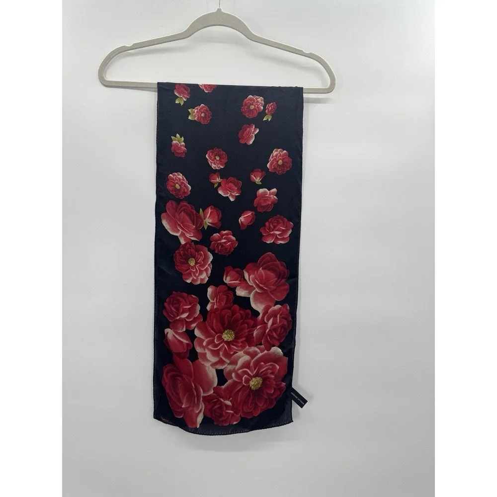 VTG Adrienne Vittadini Floral Silk Scarf Wrap Shawl Roses Head Purse Whimsigoth